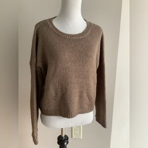 Forever 21 Sweater Slouch Cropped Long Sleeve Crewneck Pullover M